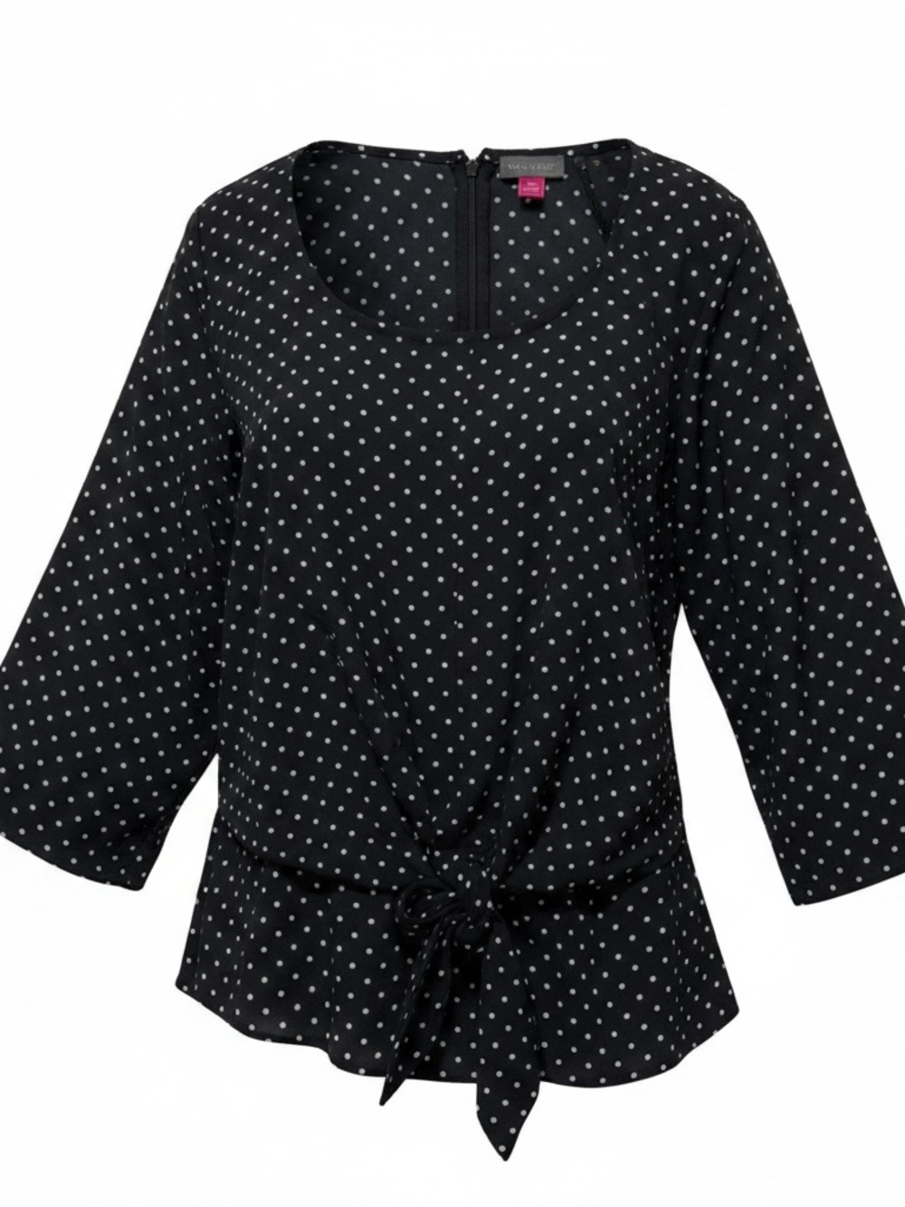 Vince Camuto Black and White Polka Dot Dress with Back Zip